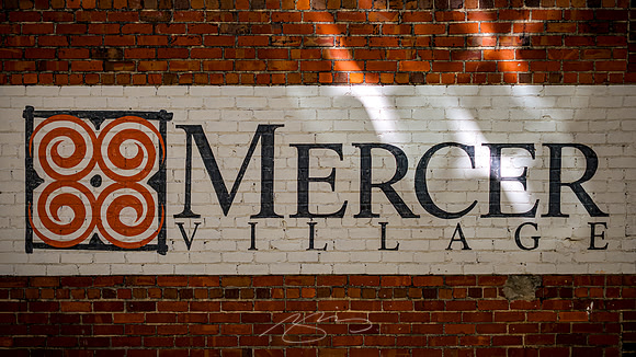 Macon - Mercer University - November 2025 - 8 - Mercer Village Sign (Brick), Coleman to Montpelier walkway