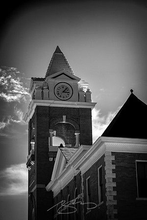 Jackson - Feb 2023 - 13 - Butts County Courthouse Against Sky (B&W)