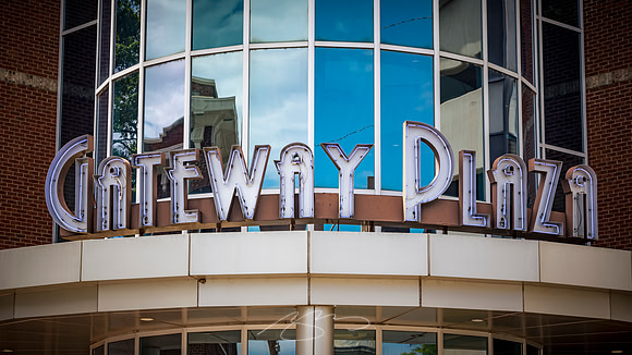 Macon - July 2023 - 6 - Gateway Plaza Sign, 300 Mulberry St