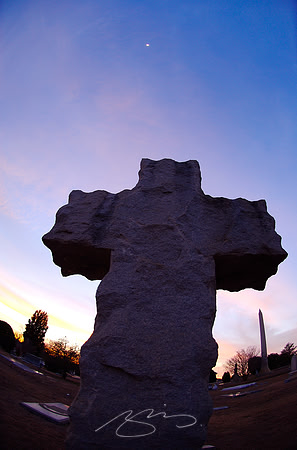 Cross and Moon at Sunset