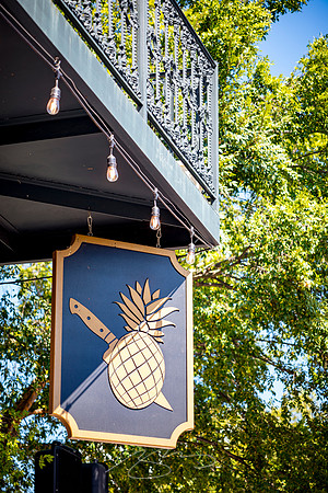 Augusta - September 2023 - 9 - Pinapple Ink Tavern Sign and Balcony, 1002 Broad St