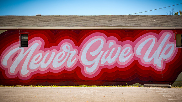 Augusta - September 2023 - 107 - Never Give Up Mural (Whole Hunnid Studio Bldg.), 631 Ellis St