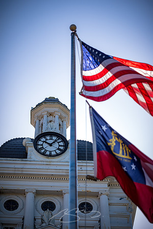 Madison - Jun+Jul 2022 - 57 - Flags and Morgan County Courthouse, Downtown