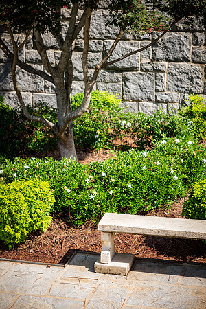 2022 - Andersonville - 11 - Bench and Garden, Andersonville National Cemetery Rostrum